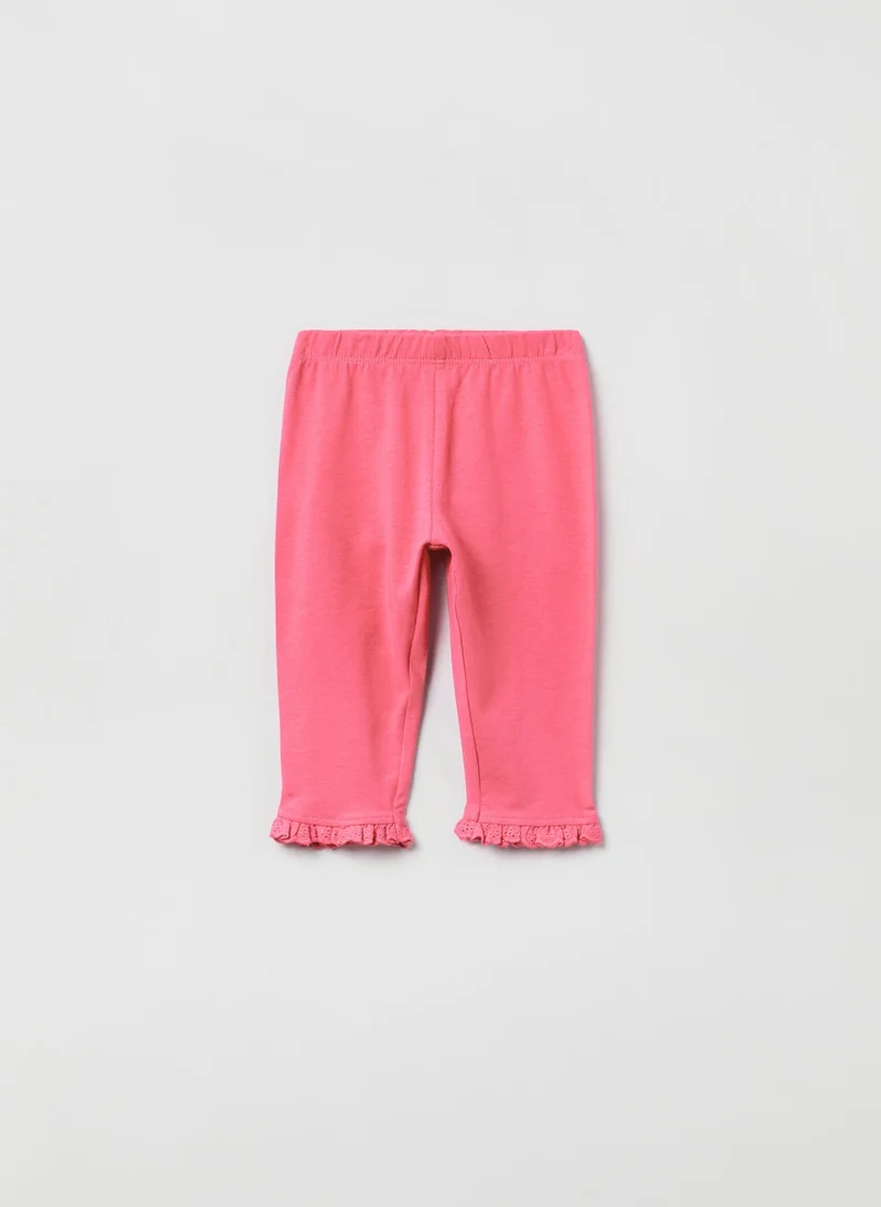 او في اس OVS Three-Quarter Leggings With Broderie Anglaise Lace