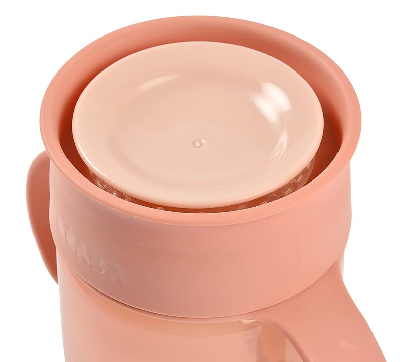 Baba Beaba 360° Baby Learning Cup with Anti-Drip Disc, Patented Anti-Leak System, Dual Handle & Spillproof Sippy Cup for Toddlers, Lightweight & Easy Grip Removable Handles, 340 ml, Pink, 12 Months+ - Image 2