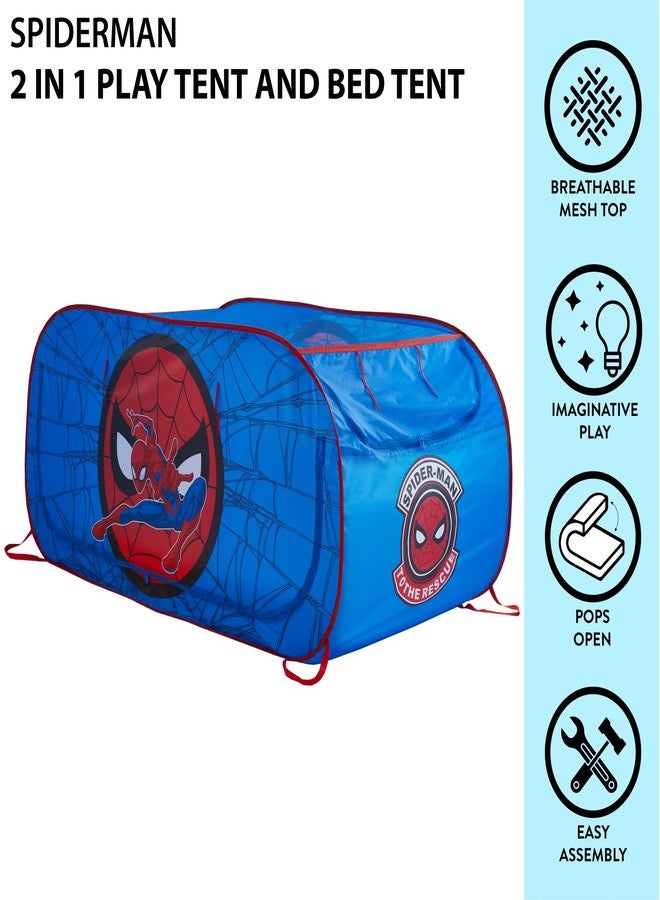 Idea Nuova Marvel Spiderman 2 in 1 Kids Pop Up Play Tent and Twin Bed Tent for Pretend and Imaginative Play - Image 4