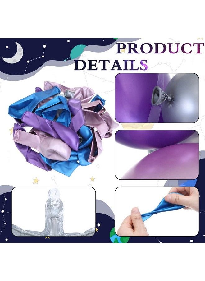 Zhanmai 137 Pcs Space Balloon Space Balloons Galaxy Balloons Galaxy Party Decorations Metallic Galaxy Balloons Star Moon Balloons Galaxy Party Garland Supplies For Girl Birthday(Blue Colors)  - Image 4