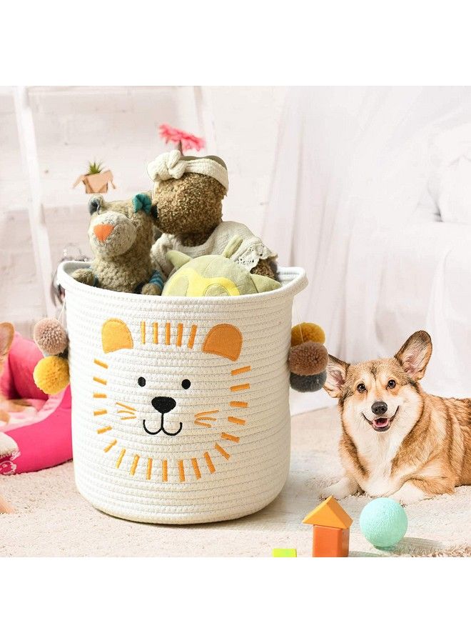 Inough Toy Storage Baskets Cute Laundry Basket With Handles Dog Toy Storage Basket Durable Large Cotton Rope Storage Bins Home Organizer Solution For Office Bedroom Closet Toys & Laundry (Lion) - Image 5