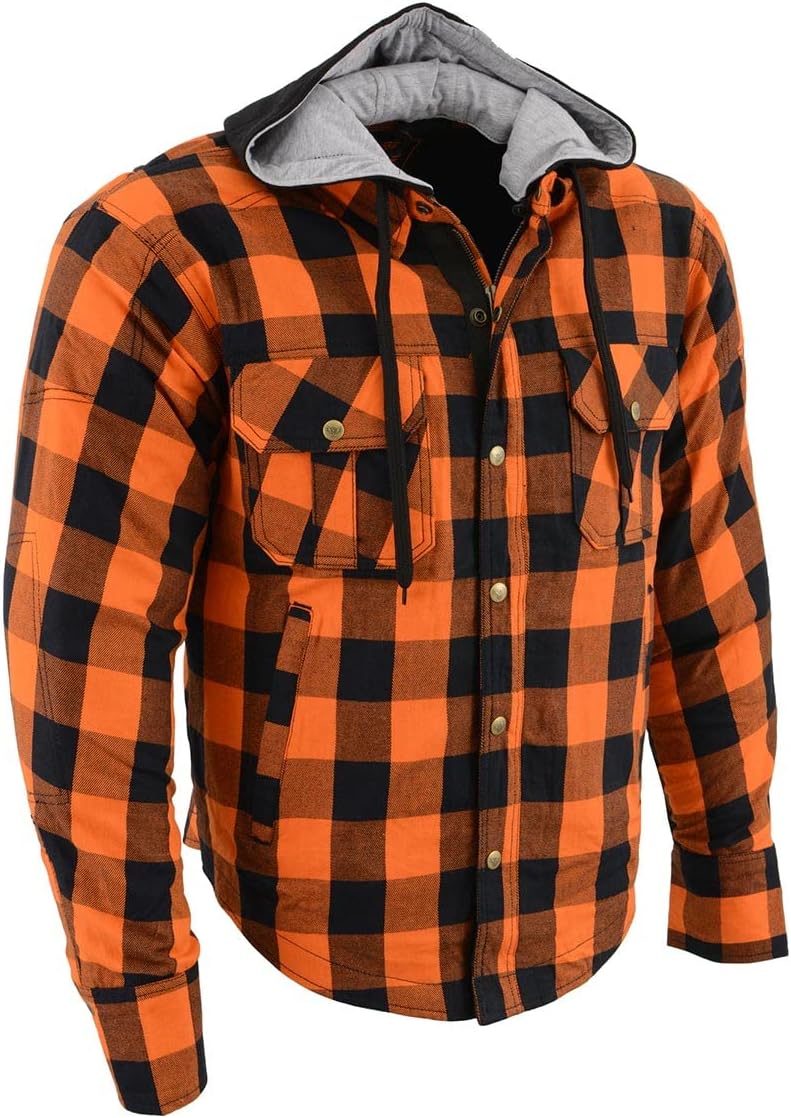 Milwaukee Leather mens Mpm1635 MPM1635 Men's Plaid CE Armored Flannel Biker Shirt (pack of 1) - Image 1