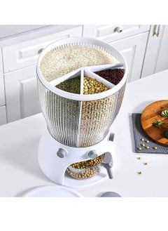RollsTimi  Grains Rice Bucket Rice Storage Tank 360 Degree Rotary 4-Grid Rice Storage Dry Food Dispenser Food Storage Box  - Image 1