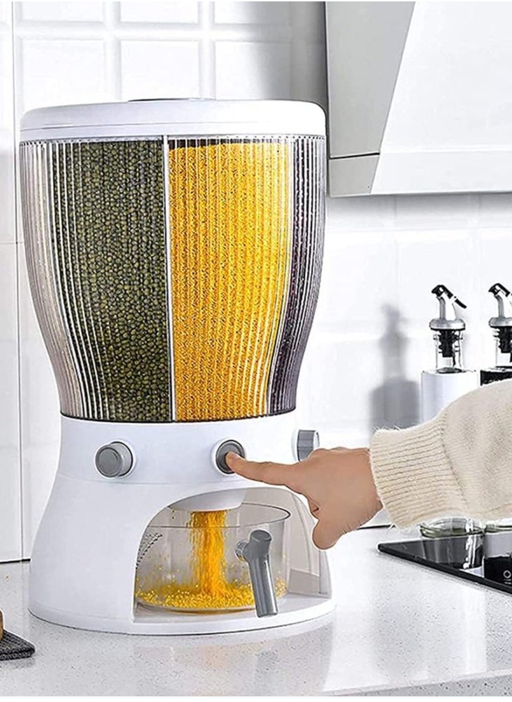 Grains Rice Bucket Rice Storage Tank 360 Degree Rotary 4-Grid Rice Storage Dry Food Dispenser Food Storage Box