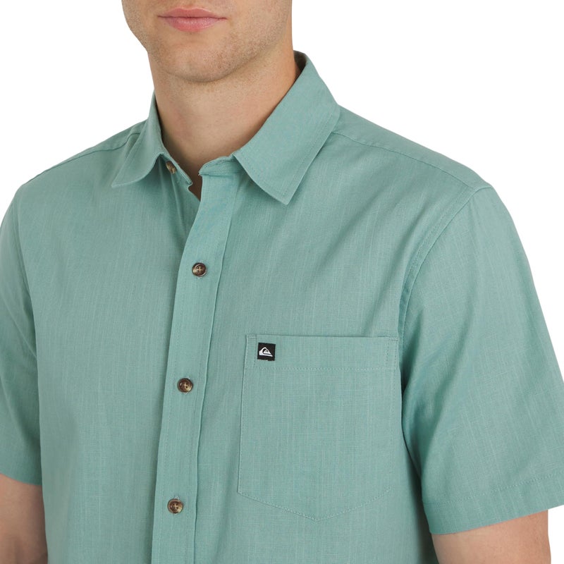 Quiksilver Men's Regular Fit Premium Cotton Woven Short Sleeve Button Up Casual Shirt, Jade Grey, Medium - Image 2
