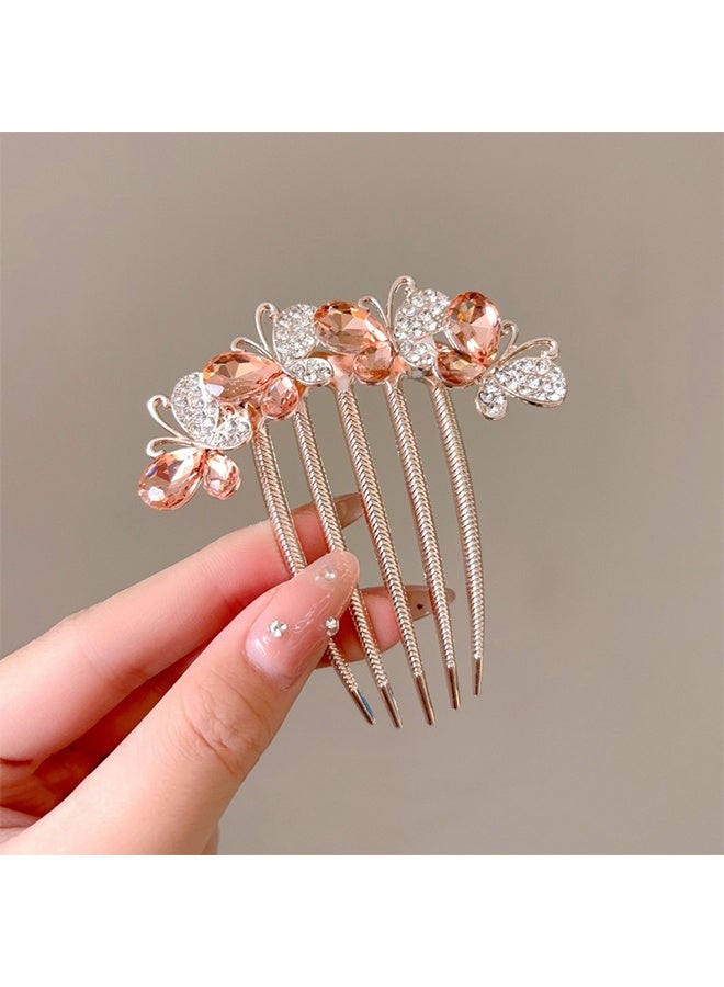 Rhinestones Butterfly Hair Clip Side Combs, Crystals Smooth Rust Proof Alloy Hair Fork Clip for Updo Bun, Vintage Decorative Hair Combs Teeth Hair Pin Hair Styling Accessories - Image 2