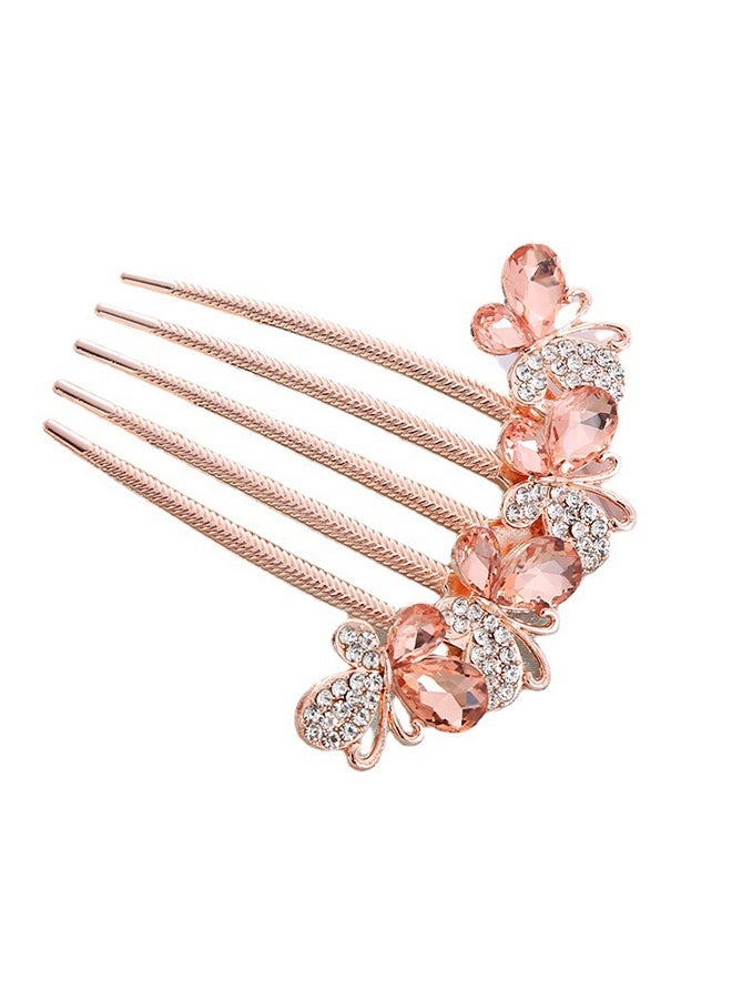 Rhinestones Butterfly Hair Clip Side Combs, Crystals Smooth Rust Proof Alloy Hair Fork Clip for Updo Bun, Vintage Decorative Hair Combs Teeth Hair Pin Hair Styling Accessories - Image 5
