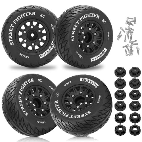 daitoku 12mm14mm17mm Hex RC Wheels and Tires RC Truck Tires RC Car Wheels 110 Scale Tyres Hex Detachable Replacement RC Car Tires for Arrma Senton Tires Slash Tires Axial Redcat Rc4wd Fury Black C - Image 1