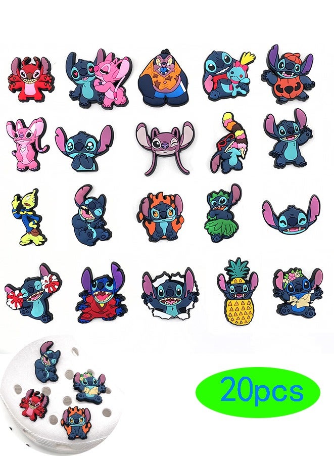 20PCS Crocs Shoe Decoration Charms, Stitch Series Charms Shoes Charm for Crocs Hole Hole Shoe for Kids Boys Girls Men Women Party Supplies  - Image 1