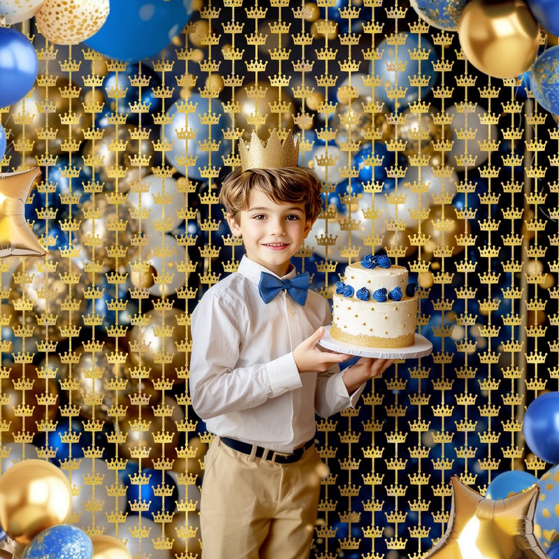 Watch Me Fly 2 Pack 3.3x6.6ft Golden Crown Foil Fringe Curtains, Glitter Sparkling Tinsel Backdrop for Prince Party Decorations, King Birthday Party, Royal Ball, Coronation Celebrations, Holiday Event DÃ©cor - Image 5