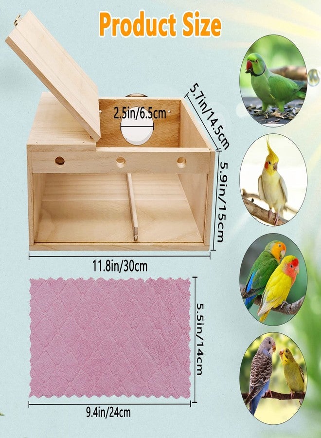 kathson Transparent Parakeet Nesting Box Parakeet Breeding Box Bird Nest with Perch Wooden Acrylic Bird House for Cage Nest for Parrot Lovebirds Cockatiel Conure Budgie and Other Small Medium Birds(L) - Image 2
