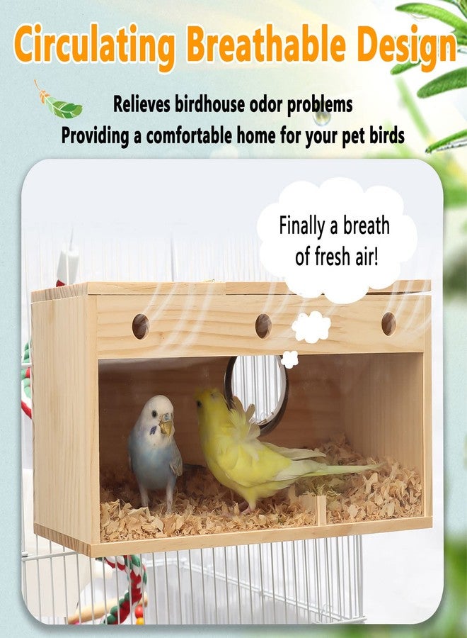 kathson Transparent Parakeet Nesting Box Parakeet Breeding Box Bird Nest with Perch Wooden Acrylic Bird House for Cage Nest for Parrot Lovebirds Cockatiel Conure Budgie and Other Small Medium Birds(L) - Image 4