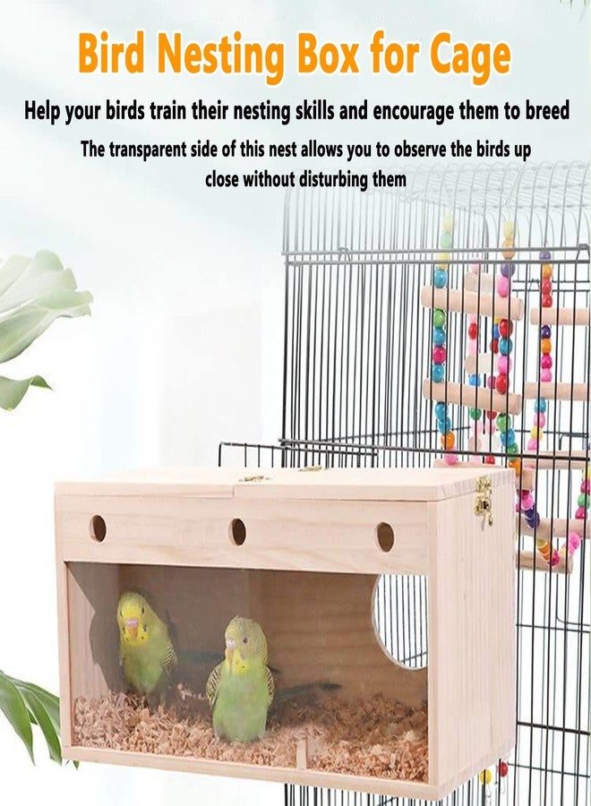 kathson Transparent Parakeet Nesting Box Parakeet Breeding Box Bird Nest with Perch Wooden Acrylic Bird House for Cage Nest for Parrot Lovebirds Cockatiel Conure Budgie and Other Small Medium Birds(L) - Image 5