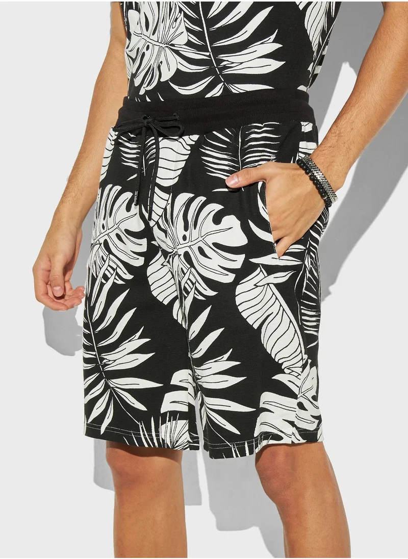 Lee Cooper Printed Drawstring Shorts
