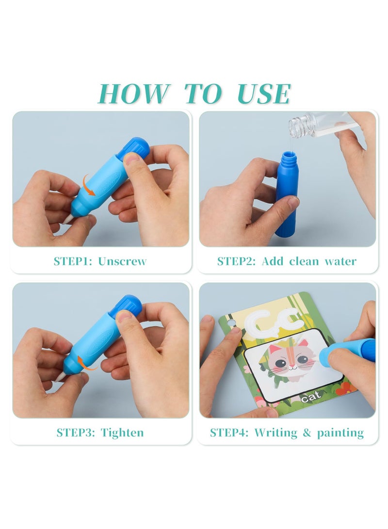 SYOSI Water Coloring Books Alphabet Water Coloring Cards, Reusable Aqua Painting Flash Cards, Drawing 26 Letters ABC Words, Educational Learning Toy Gift, Improving Imagination, Color Perception - Image 5