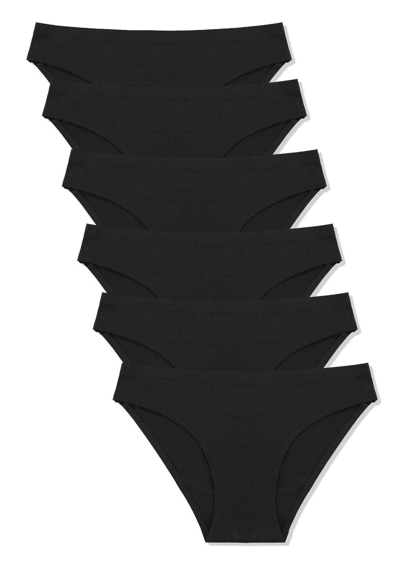 FINETOO 6 Pack Women’s Seamless Hipster Underwear No Show Panties Invisibles Briefs Soft Stretch Bikini Underwears XS-XL - Image 1