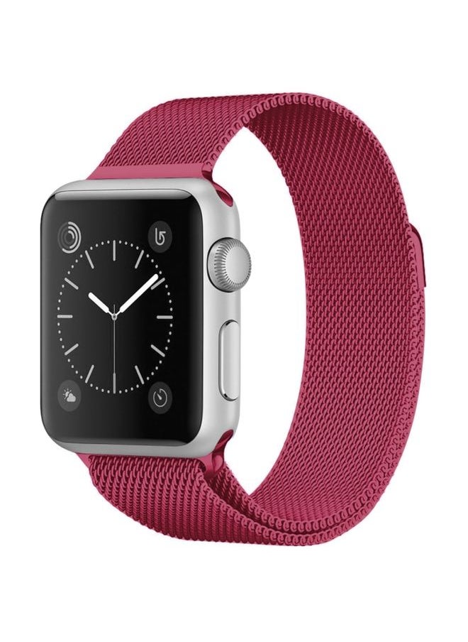 Generic - Replacement Strap For Apple Watch Series 9&8&7 41mm / 6 & SE & 5 & 4 40mm / 3 & 2 & 1 38mm Milanese Loop Magnetic Stainless Steel Watch Band Tea Red - Image 1