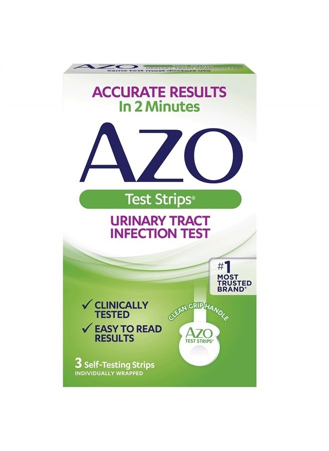 AZO Urinary Tract Infection (UTI) Test Strips, Accurate Results in 2 Minutes, Clinically Tested, Easy to Read Results, Clean Grip Handle, #1 Most Trusted Brand, 3 Count  - Image 1