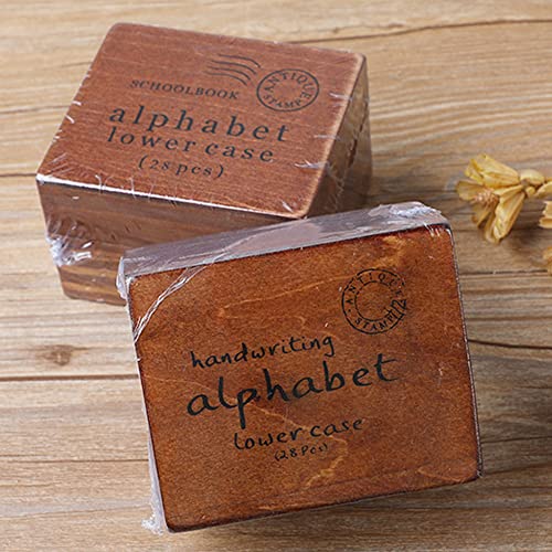 DIYOMR Vintage Letter Stamps Wood Rubber Stamps, 26Pcs Alphabet Stamps Set with Old Red Vintage Wooden Box for Gift Card Making Scrapbook DIY Ancient Typing Simulation (Lowercase, Italics) - Image 4