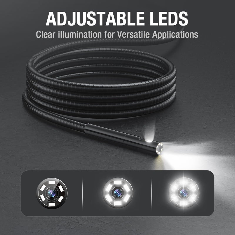 Teslong Inspection Camera, Dual Lens Borescope Camera with Light, NTS300 5" IPS Industrial Endoscope, 1080P Waterproof Flexible Mechanic Fiber Optic Snake Scope Cam for Wall Automotive Engine (3.3FT) - Image 4