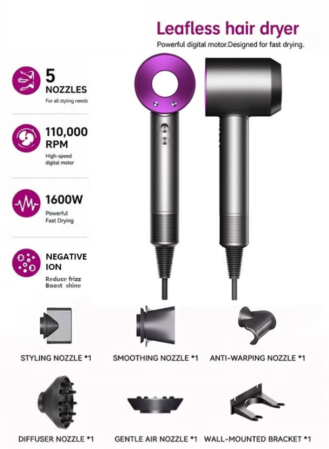 Super Ionic  Hair Dryer with Powerful  or Fast Drying with Diffuser for Curly Hair - Lightweight Travel Hairdryer for Women - Fast Drying Hair Dryer with Diffuser & Accessories - Hair Diffuser for Women Gifts - Image 1