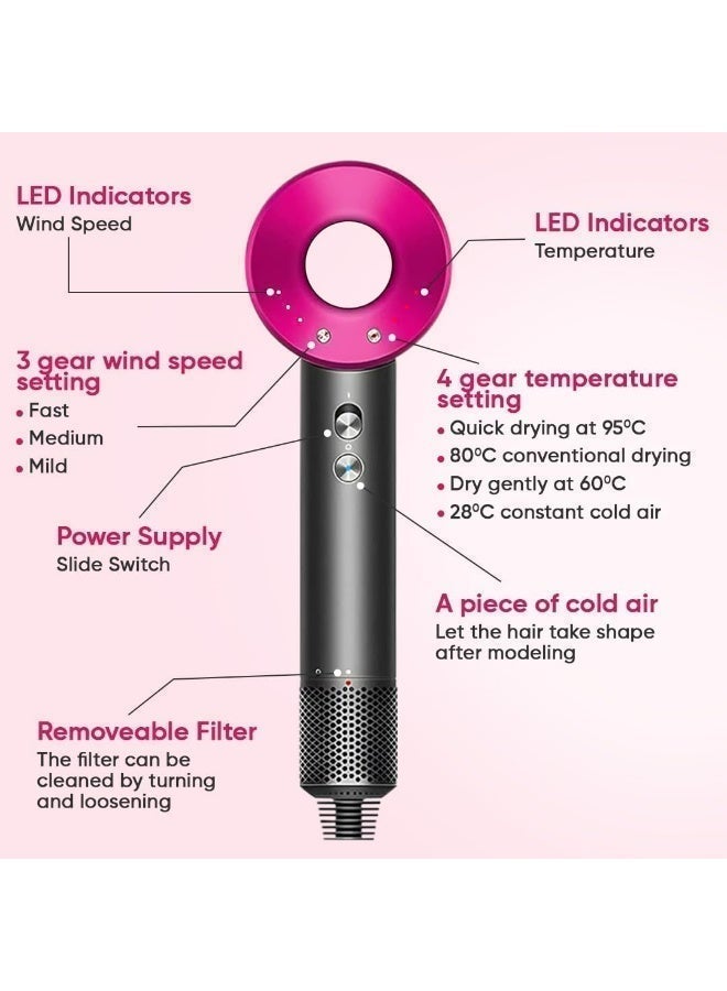 Super Ionic  Hair Dryer with Powerful  or Fast Drying with Diffuser for Curly Hair - Lightweight Travel Hairdryer for Women - Fast Drying Hair Dryer with Diffuser & Accessories - Hair Diffuser for Women Gifts - Image 4