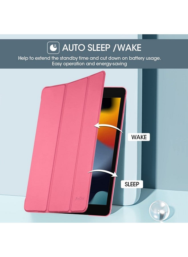 بروكاس حافظة ProCase لجهاز iPad الجيل التاسع/ الثامن/ السابع مقاس 10.2 بوصة، حافظة iPad 10.2 2021/2020/2019، غطاء ذكي رفيع مع غطاء خلفي صلب شفاف، يدعم Touch ID، خاصية الإيقاظ/السكون التلقائي - وردي بطيخ - Image 3