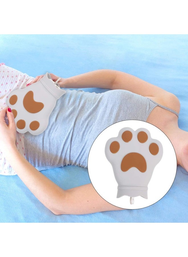 klarako 250ML Hot Water Bottle Cat Paw Shaped Silicone Hot Water Bag Hand Warmer Water Bag for Neck Shoulders Feet Warmer Menstrual Cramps Hot Cold Therapy - Image 2
