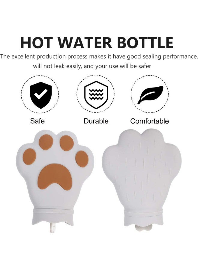 klarako 250ML Hot Water Bottle Cat Paw Shaped Silicone Hot Water Bag Hand Warmer Water Bag for Neck Shoulders Feet Warmer Menstrual Cramps Hot Cold Therapy - Image 3