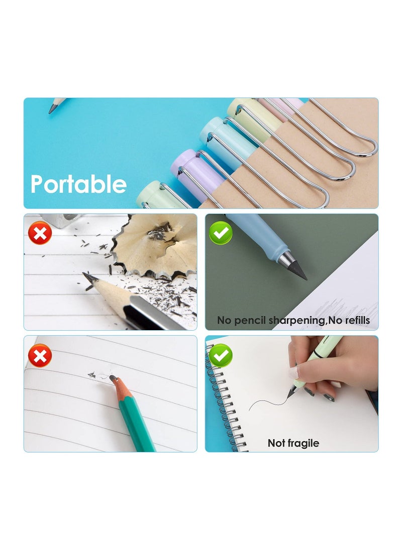 KASTWAVE - 6 Sets Inkless Magic Pencil, Unlimited Writing Pencil, Everlasting Pencil Eternal, with Eraser Tree-Friendly Cute Forever Pencil, for Writing Drawing with Extra 6 Eraser & 6 Replaceable Nibs - Image 1