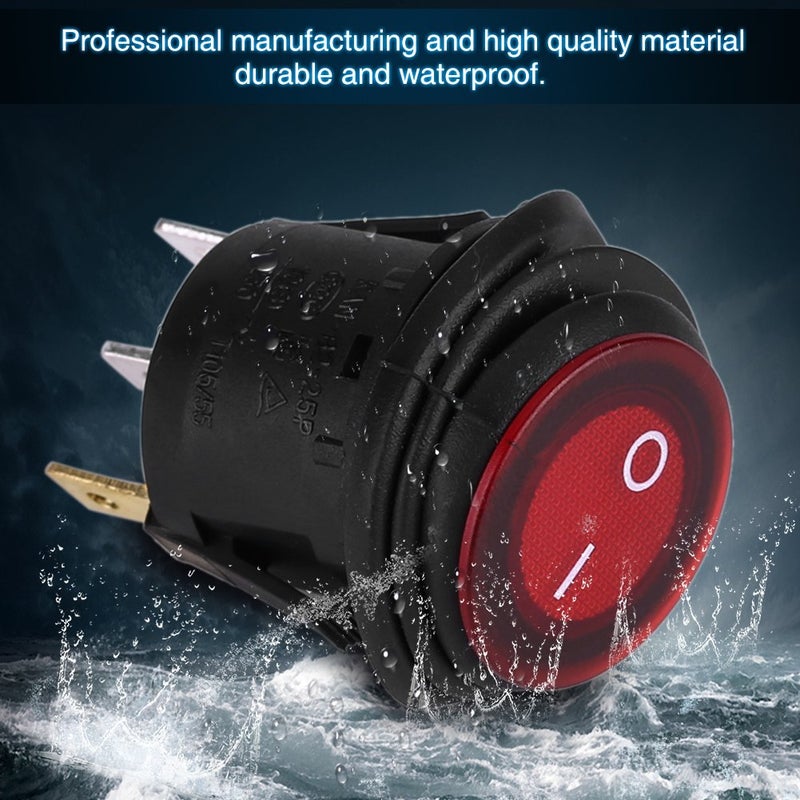comfrt 2Pcs Rocker Round Toggle LED Switch, Waterproof Car Auto Boat On-Off LED Round Rocker Switch Waterproof Switch - Image 2