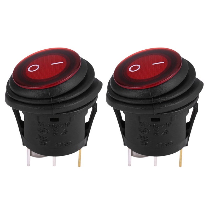 comfrt 2Pcs Rocker Round Toggle LED Switch, Waterproof Car Auto Boat On-Off LED Round Rocker Switch Waterproof Switch - Image 1