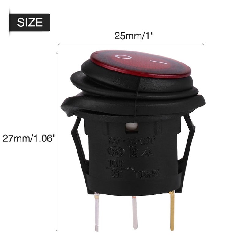comfrt 2Pcs Rocker Round Toggle LED Switch, Waterproof Car Auto Boat On-Off LED Round Rocker Switch Waterproof Switch - Image 5