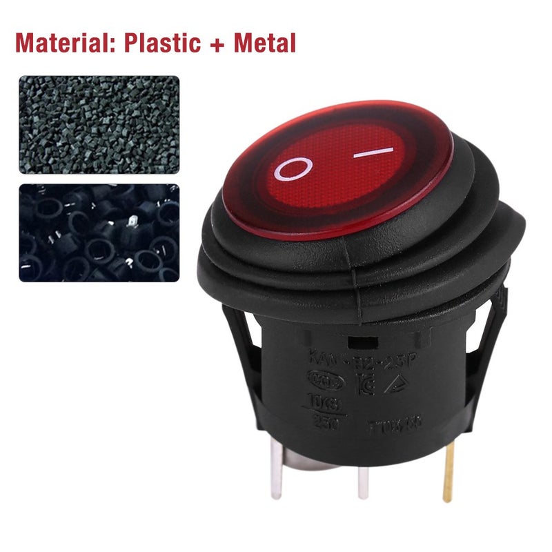 comfrt 2Pcs Rocker Round Toggle LED Switch, Waterproof Car Auto Boat On-Off LED Round Rocker Switch Waterproof Switch - Image 4