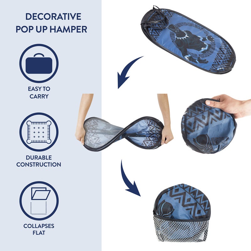 Idea Nuova Marvel Black Panther Pop Up Hamper with Durable Carry Handles, 21'' H x 13.5'' W X 13.5'' L - Image 2