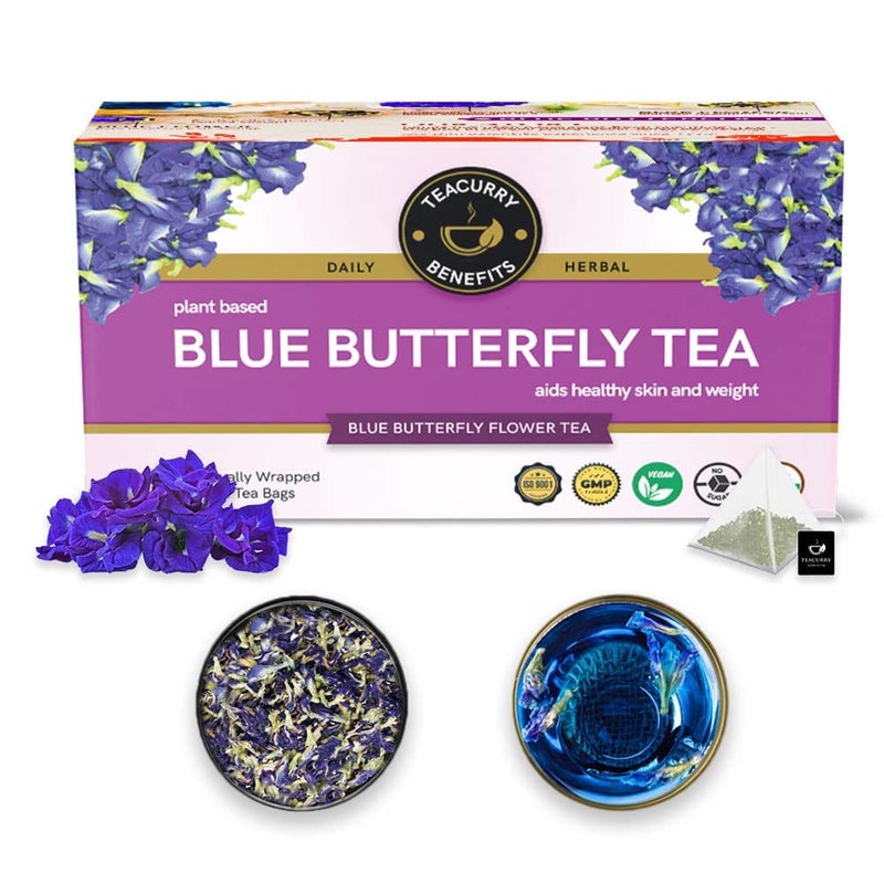 TEACURRY Blue Butterfly Tea (30 Te Bags) - Helps in Skin Glow, Hair Growth, Eyesight, Mood Enhance - Image 1