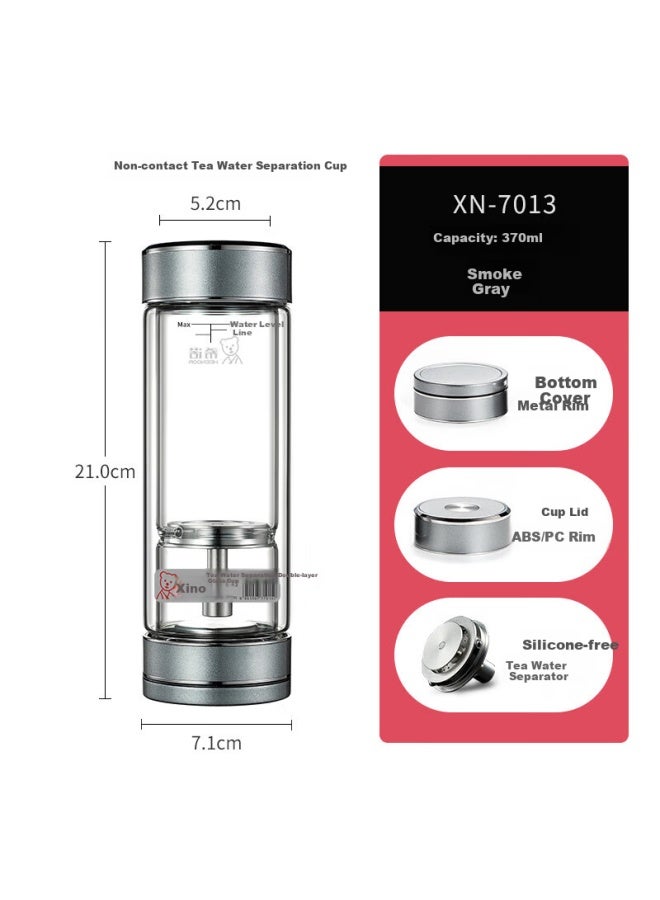 Xino Double-layer Glass Cup With Magnetic Tea Infuser, High-end Tea Mug For Men, Water Cup Xn-7013 Smoky Gray 370ml