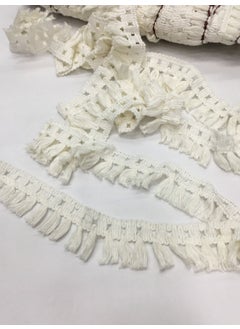 Karan Tuhafiye Karan Haberdashery Cotton Tassel Thick Strip White (Off White) 3 Meters  - Image 1