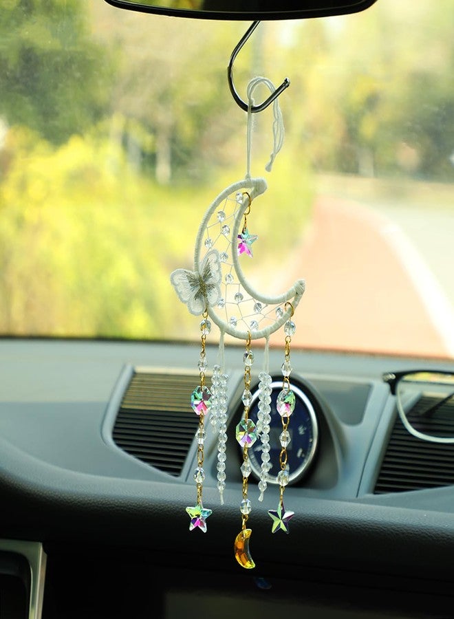 Artilady Dream Catcher for Girls - White Butterfly Small Moon Dream Catchers with Crystals Cute Room Decor for Teen Girls Boys Boho Bedroom Wall Home Decorations Birthday Christmas Women Gifts - Image 5