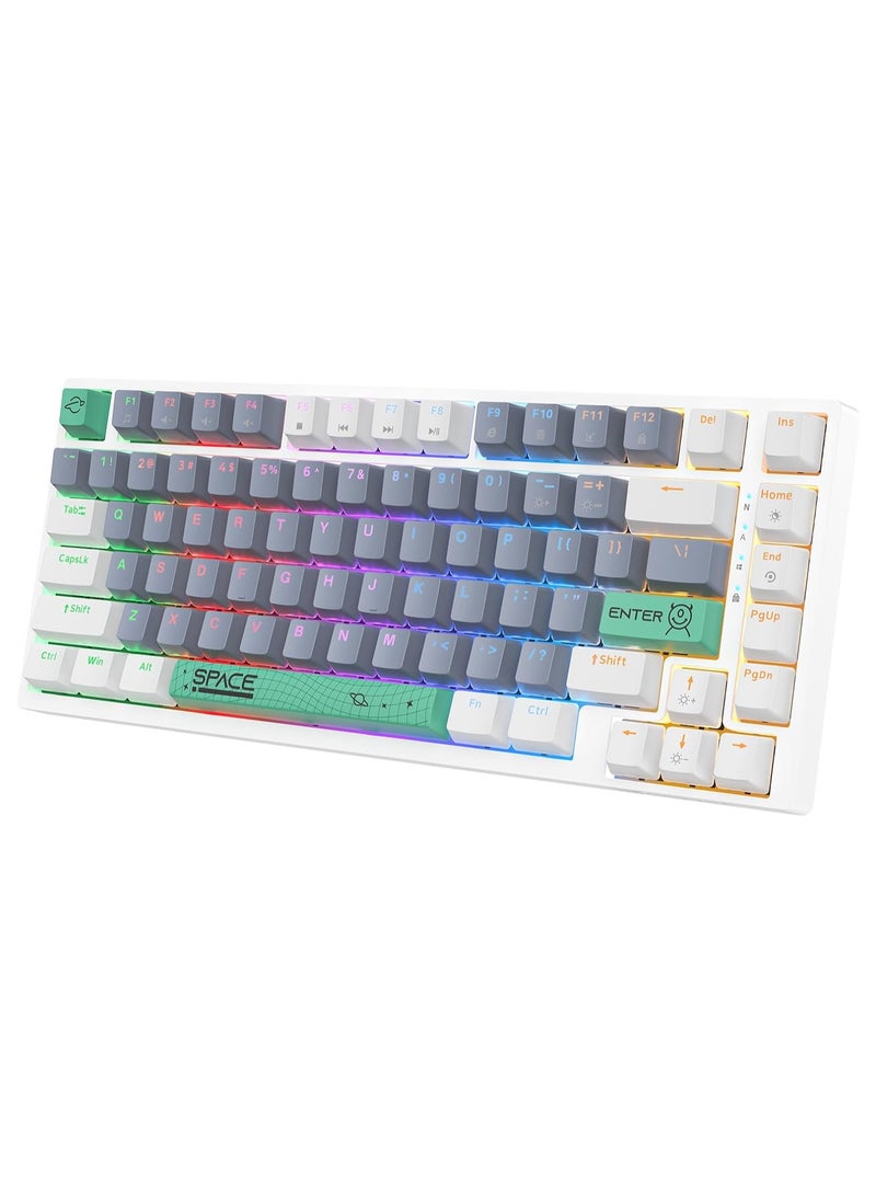 onikuma ONIKUMA G52 Mechanical Gaming Keyboard – 82 Keys, Brown/Blue Switch, RGB Backlit, Compact 75% Layout, USB Type-C, Anti-Ghosting, Waterproof – for PC, PS4, Xbox – White  - Image 2