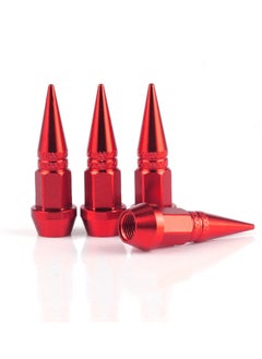 8 Pcs Red Spike Tire Valve Caps - 45mm Long Aluminum Alloy Valve Stem Caps for Cars, SUVs, Trucks, Bicycles, and Motorcycles - Cool Impale Design for Enhanced Style and Protection.