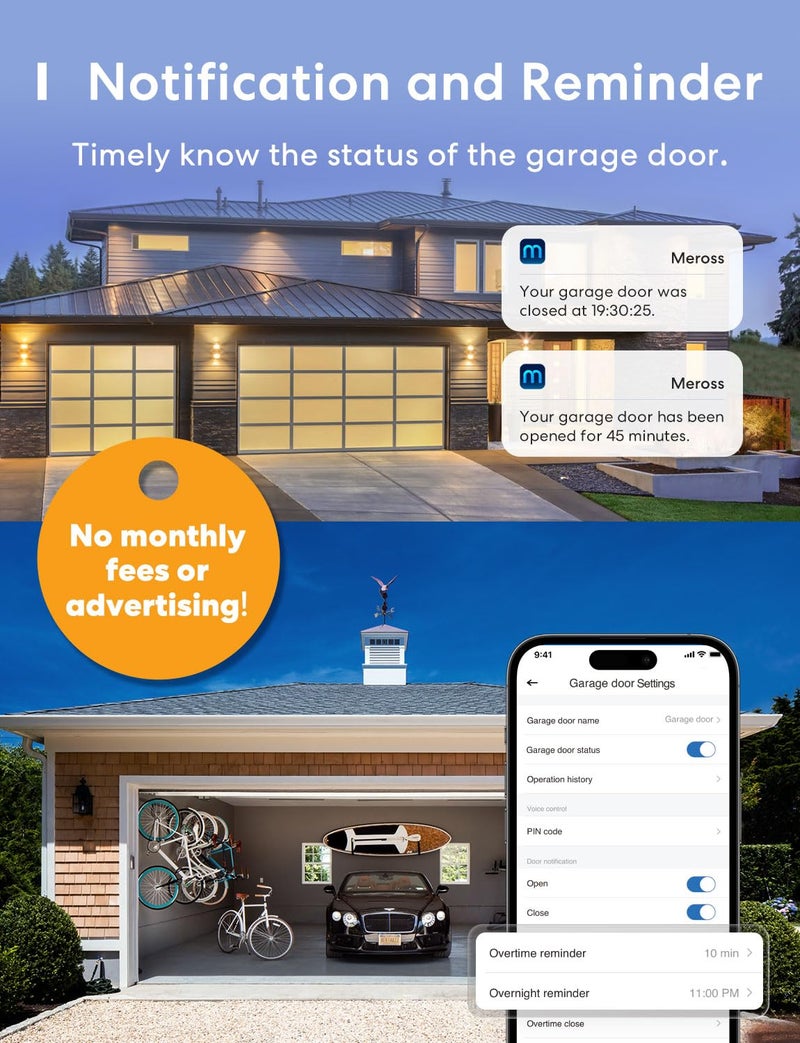ميروس جهاز التحكم عن بعد لفتح باب المرآب الذكي واي فاي يعمل مع مساعد جوجل أليكسا وSmartThings لا حاجة إلى محور - Image 5