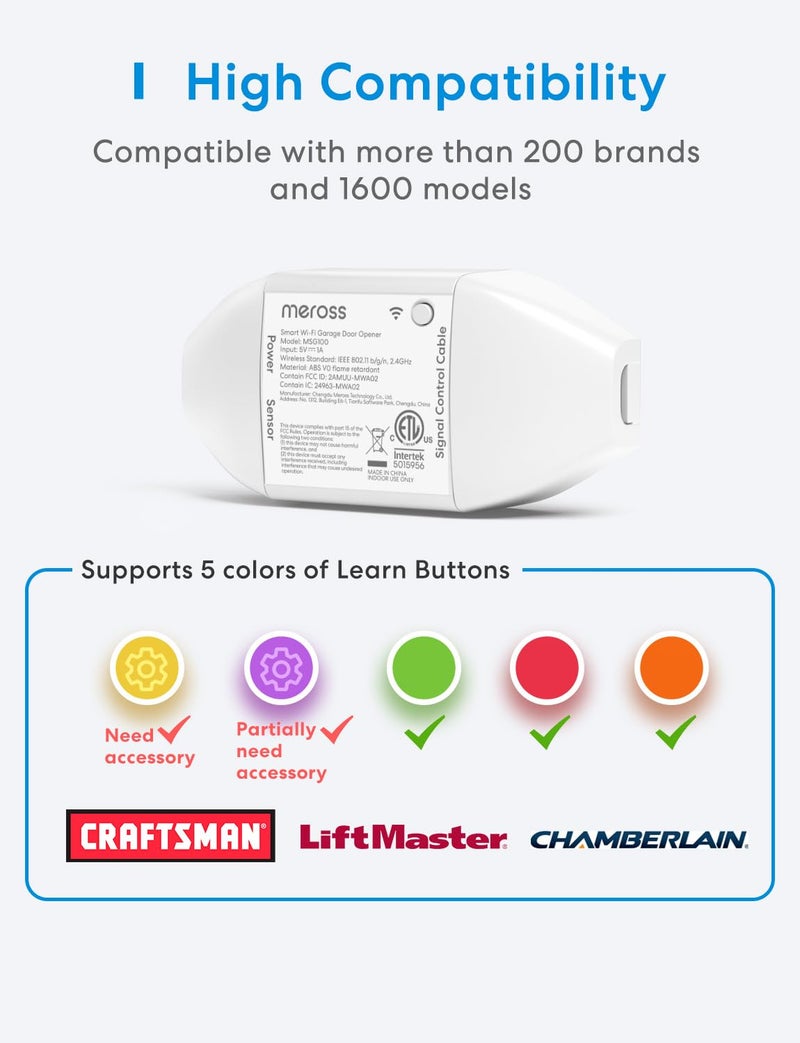 ميروس جهاز التحكم عن بعد لفتح باب المرآب الذكي واي فاي يعمل مع مساعد جوجل أليكسا وSmartThings لا حاجة إلى محور - Image 4