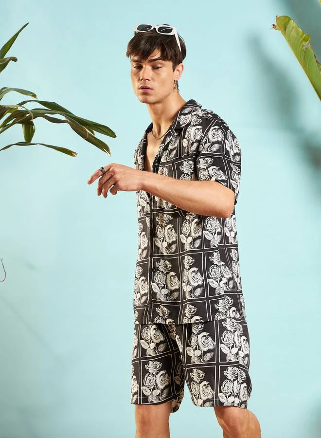 Mascln Sassafras Floral Print Relaxed Fit Shirt and Shorts Co-Ords