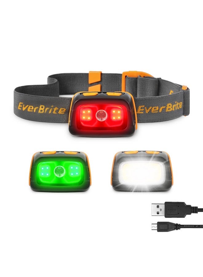 إيفربايت مصباح أمامي قابل لإعادة الشحن من EverBrite - مصباح أمامي بقوة 350 لومن مع ضوء أحمر/أخضر وضوء خلفي، 7 أوضاع إضاءة مع وظيفة الذاكرة، مثالي للجري على الطرق الوعرة والتخييم والمشي لمسافات طويلة - Image 1