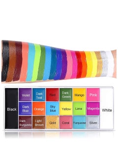 Generic 20 Colors Body Face Paint Cosplay Makeup Palette Kit, Professional Face Painting Kit for Kids & Adults, Red Black White Special Effects Paints Palette for Halloween with 10 Brushes  - Image 2