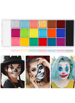 Generic 20 Colors Body Face Paint Cosplay Makeup Palette Kit, Professional Face Painting Kit for Kids & Adults, Red Black White Special Effects Paints Palette for Halloween with 10 Brushes  - Image 3
