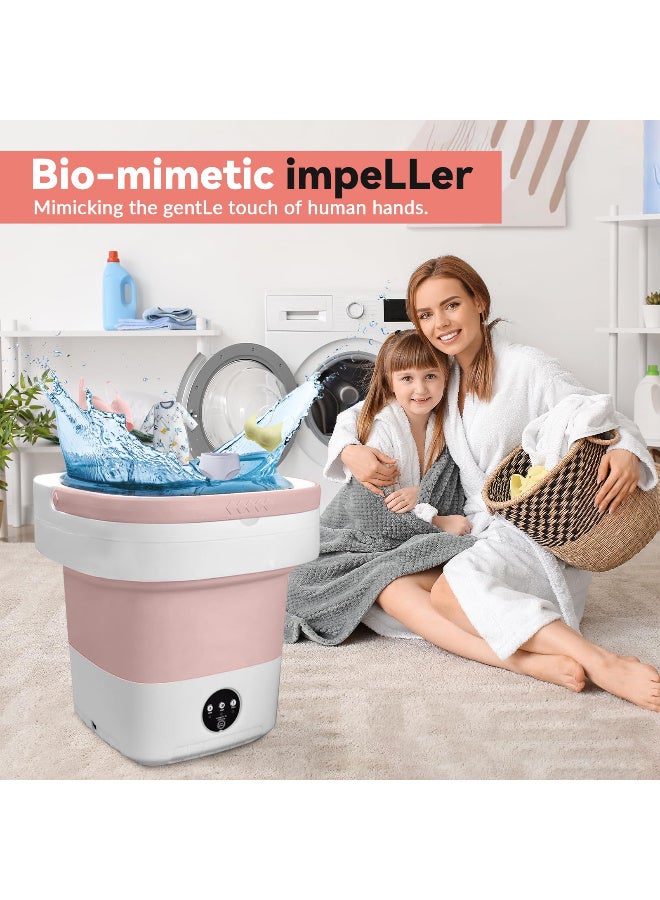 Portable Mini Washing Machine, Foldable 12L Capacity with 3 Timed Modes for Socks, Baby Clothes & Small Items -  Pink - Image 5