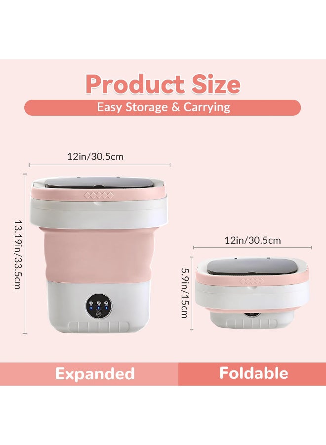 Portable Mini Washing Machine, Foldable 12L Capacity with 3 Timed Modes for Socks, Baby Clothes & Small Items -  Pink - Image 2