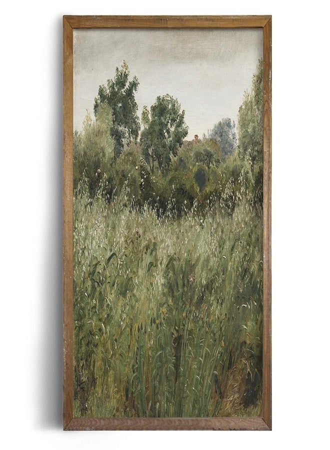 YUMKNOW Rustic Farmhouse Wall Art Decor - 24x36 Large Unframed Rolled Canvas - Boho Landscape Picture - Spring Summer Cottagecore Nature - French Country Kitchen Print Poster - Green Meadow Tree Oil Painting - Image 1